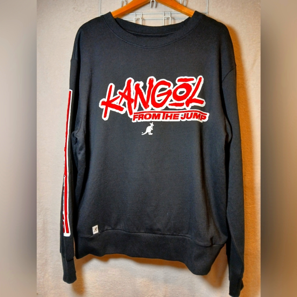 KANGOL MEN'S LONG SLEEVES PULLOVER BLACK SWEATSHIRT SIZE XL